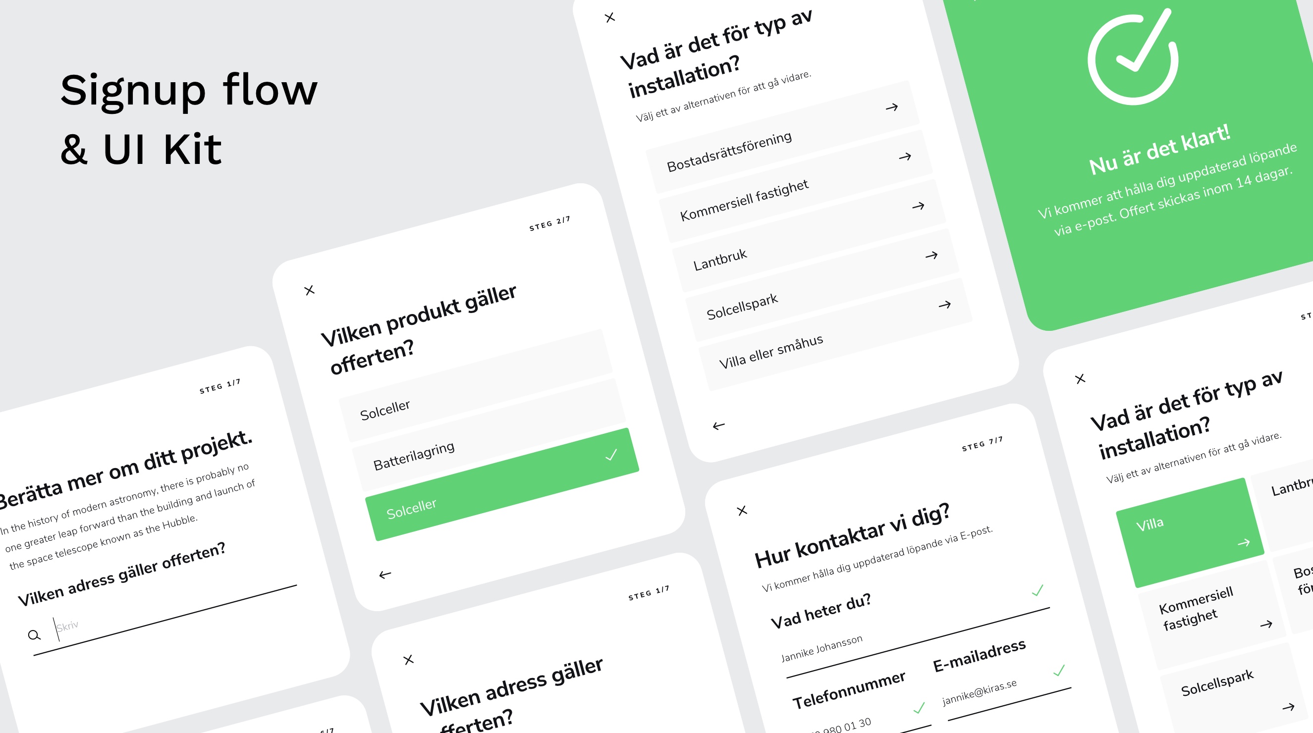 Ecokraft signup flow and UI kit
